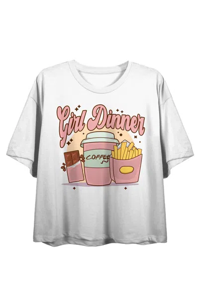Pacsun Women's Girl Dinner Chocolate Coffee & Fries Cropped T-shirt In White