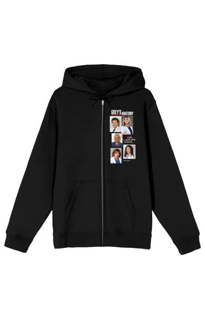Pacsun Women's Grey's Anatomy Cross Collage Zip Up Hoodie In Black