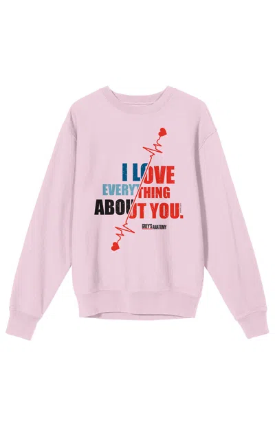 Pacsun Women's Grey's Anatomy I Love Everything About You Crew Neck Sweatshirt In Pink In Purple