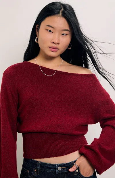 Pacsun Women's Harley Off-the-shoulder Sweater In Red