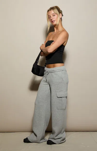 Pacsun Women's Heather Grey Ultra Soft Fleece Cargo Baggy Sweatpants In Heather Gray In Blue