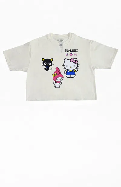 Pacsun Women's Hello Kitty & Friends Chococat My Melody Cropped T-shirt In Off White In Multi