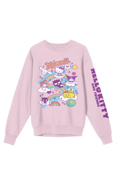 Pacsun Women's Hello Kitty & Friends Riding Rainbow Crew Neck Sweatshirt In Pink In Purple