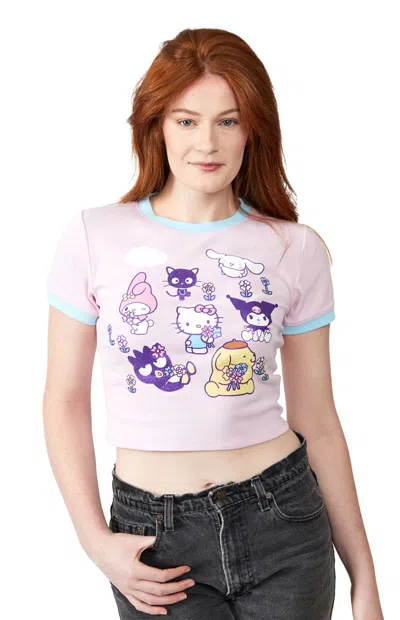 Pacsun Women's Hello Kitty & Friends Smell The Flowers Baby T-shirt In Pink