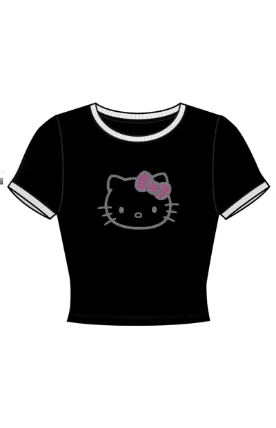 Pacsun Women's Hello Kitty Rhinestone Baby T-shirt In Black