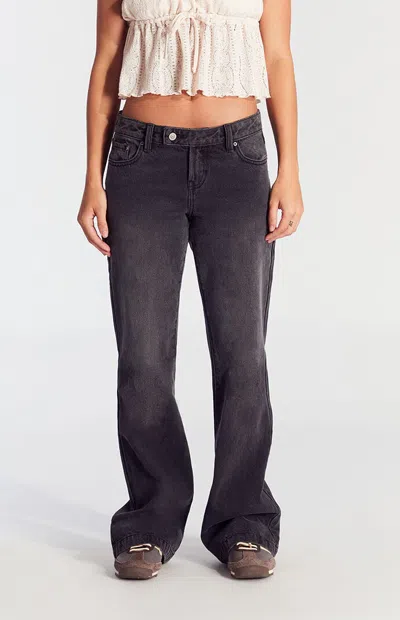 Pacsun Women's Jade Low Rise Bootcut Jeans Button Tab Black