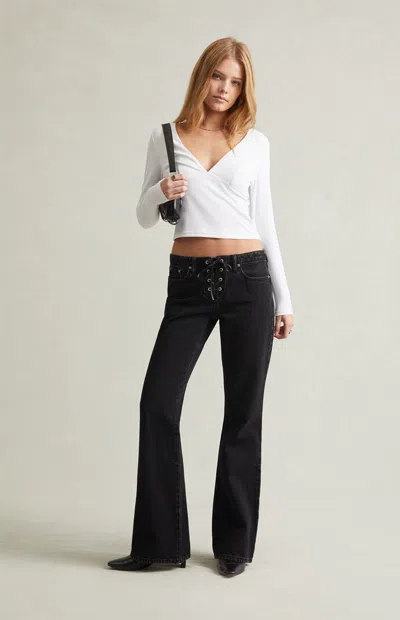 Pacsun Women's Jade Low Rise Bootcut Jeans Lace-up Black