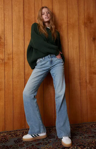 Pacsun Women's Jade Low Rise Bootcut Jeans Light Blue Wash In Medium Indigo