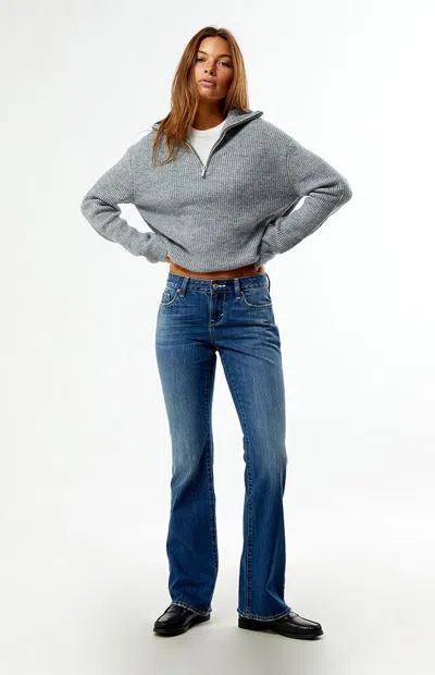 Pacsun Women's Jade Low Rise Bootcut Jeans Pocket Studs Dark Blue In Dark Indigo