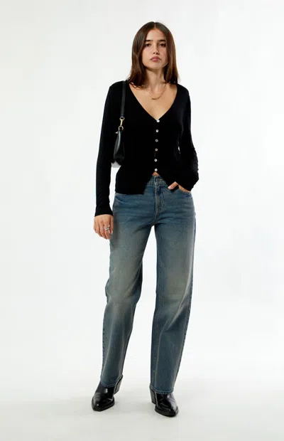 Pacsun Women's Jordyn Low Rise Straight Leg Jeans Dark Blue In Dark Indigo
