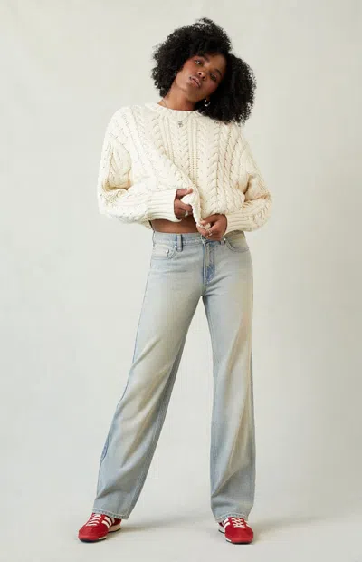 Pacsun Women's Jordyn Low Rise Straight Leg Jeans Light Blue Wash In Medium Indigo