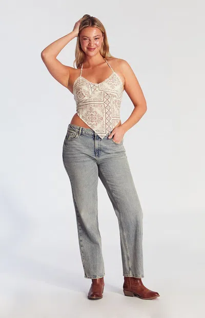 Pacsun Women's Jordyn Low Rise Straight Leg Jeans Medium Indigo In Blue