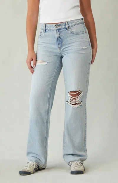 Pacsun Women's Jordyn Low Rise Straight Leg Jeans Ripped Light Indigo In Medium Indigo In Blue