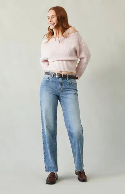 Pacsun Women's Jordyn Low Rise Straight Leg Jeans Stretch Medium Indigo In Blue