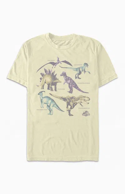Pacsun Women's Jurassic Park Dino Poster T-shirt In Natural In Yellow