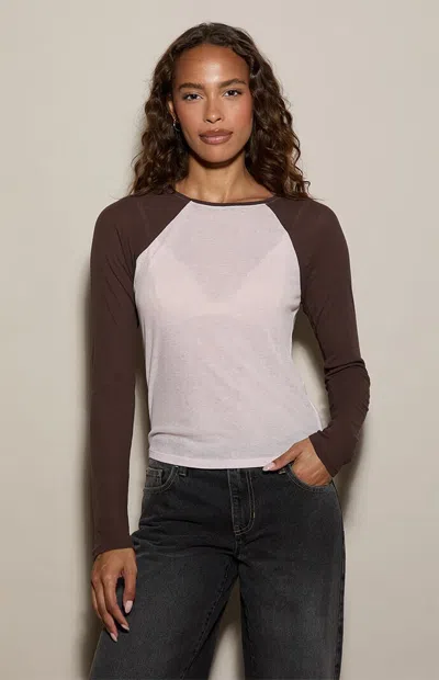 Pacsun Women's Kate Long Sleeve Baseball T-shirt In Pink In Multi