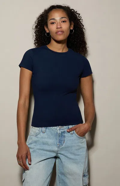 Pacsun Women's Kennedy Sleek Crew Neck T-shirt In Navy In Blue