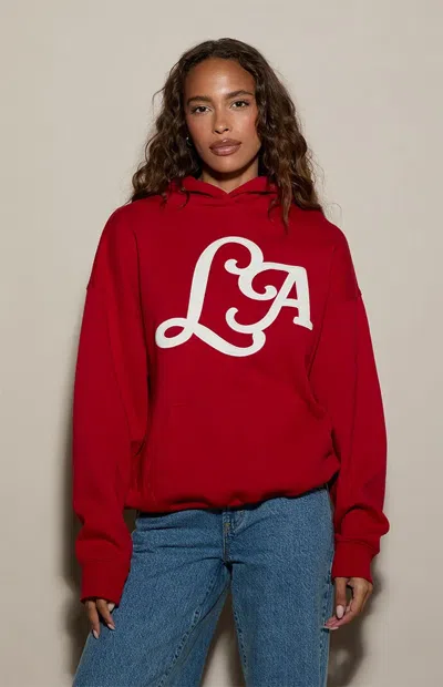 Pacsun Women's La Embroidered Hoodie In Red