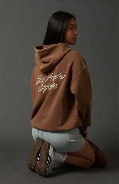 Pacsun Women's La Embroidered Hoodie In Brown