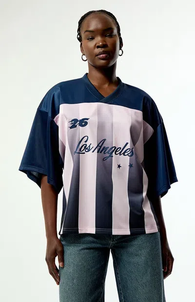 Pacsun Women's La Short Sleeve Oversized Soccer Jersey In Pink In Blue