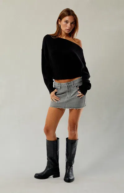 Pacsun Women's Lara Gray Low Rise Denim Mini Skirt