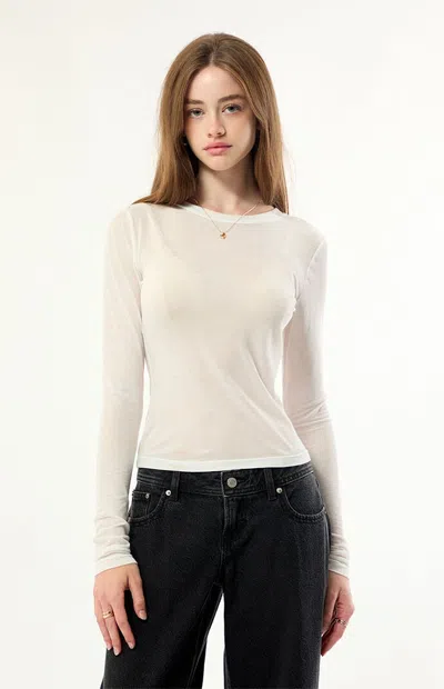 Pacsun Women's Laura Sheer Long Sleeve Top In White