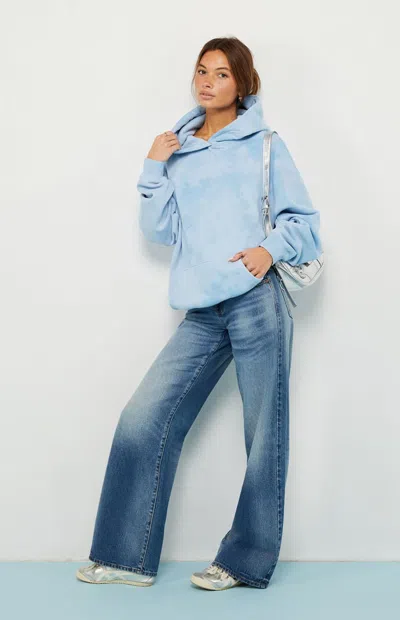 Pacsun Women's Light Blue Tie Dye Oversized Hoodie