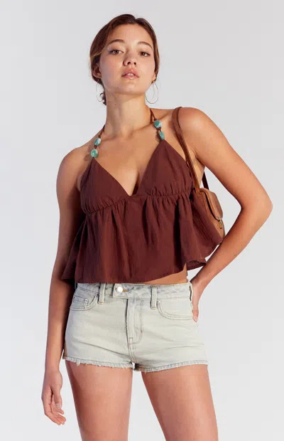 Pacsun Women's Light Indigo Button Tab Denim Micro Shorts In Blue