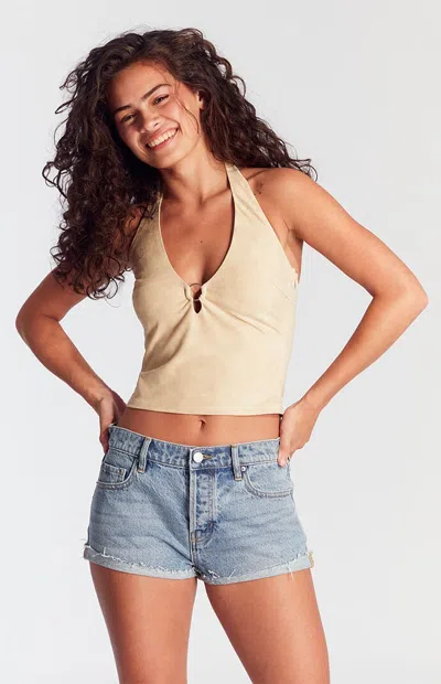 Pacsun Women's Light Indigo Raw Cut Denim Micro Shorts In Medium Indigo In Neutral