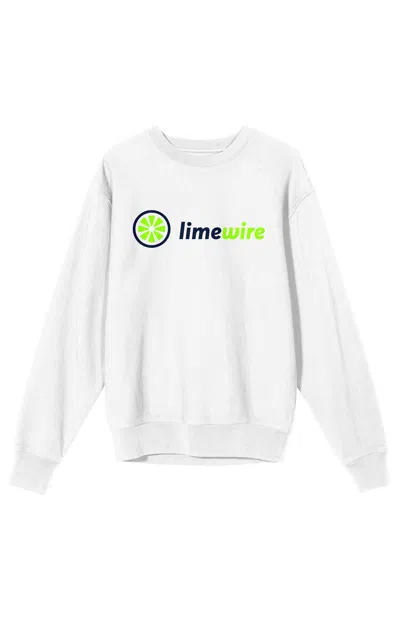 Pacsun Women's Lime Wire Neon Logo Crew Neck Sweatshirt In White