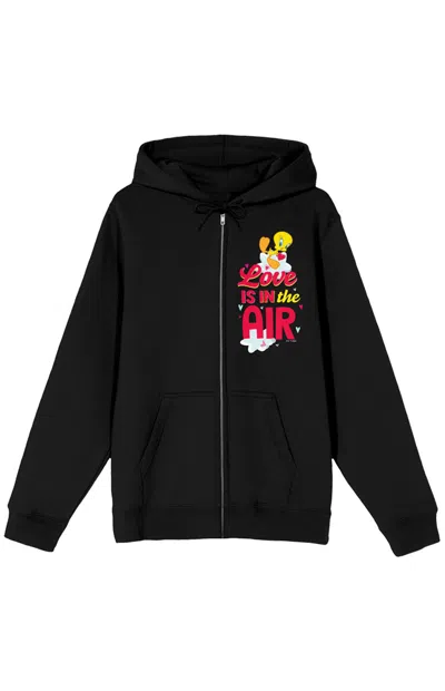 Pacsun Women's Looney Tunes Love Is In The Air Zip Up Hoodie In Black