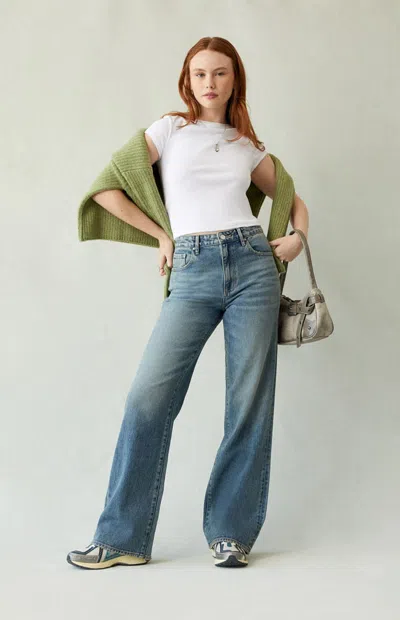 Pacsun Women's Madison High Waisted Girlfriend Jeans Medium Indigo In Blue