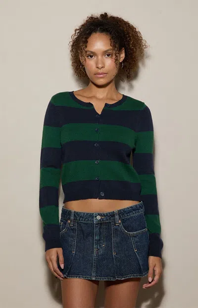 Pacsun Women's Marley Button Down Cardigan In Green/navy