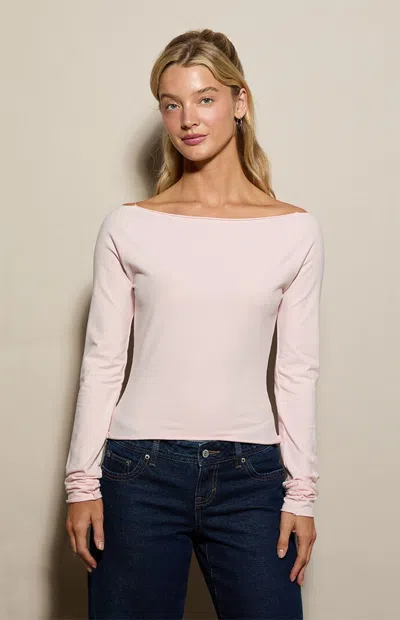 Pacsun Women's Mia Off-the-shoulder Long Sleeve T-shirt In Light Pink