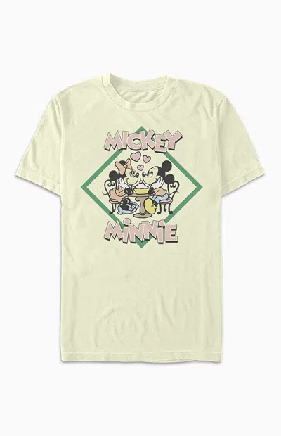 Pacsun Women's Mickey & Minnie Date T-shirt In Natural In Neutral