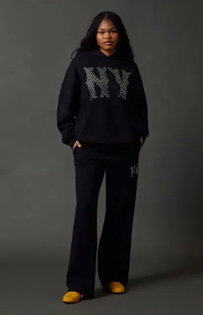 Pacsun Women's Ny Rhinestone Baggy Sweatpants In Black