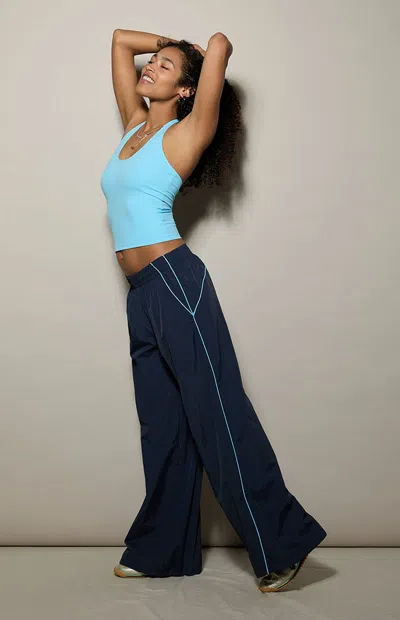 Pacsun Women's Nylon Baggy Track Pants In Navy In Blue