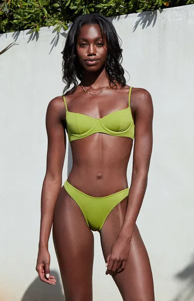 Pacsun Women's Olive Madison Balconette Underwire Bralette Bikini Top In Green