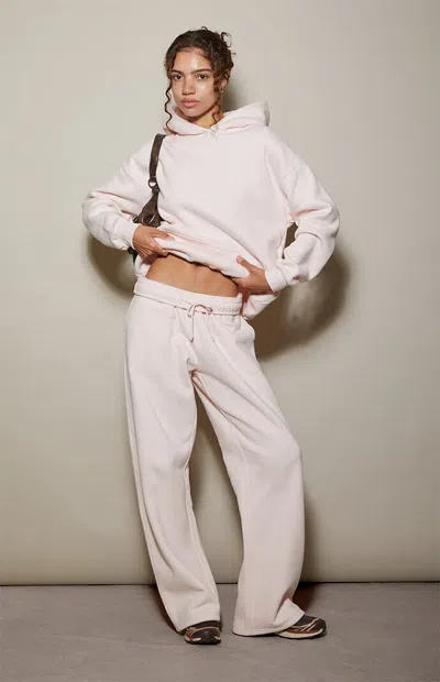 Pacsun Women's Pink Ultra Soft Fleece Core Washed Baggy Sweatpants In White