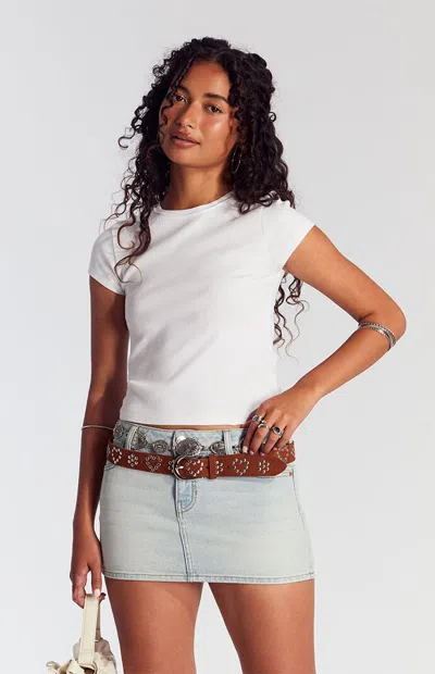 Pacsun Women's Piper Light Indigo Low Rise Denim Micro Skirt In Blue