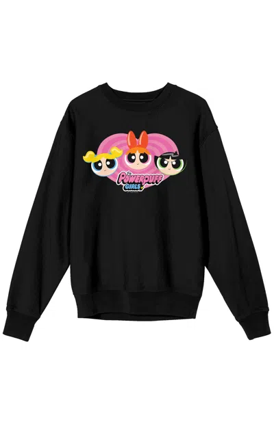 Pacsun Women's Powerpuff Girls Pink Heart Crew Neck Sweatshirt In Black