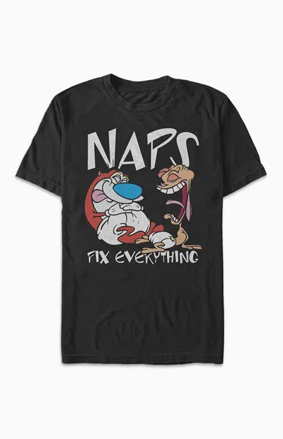 Pacsun Women's Ren And Stimpy Nap T-shirt In Black