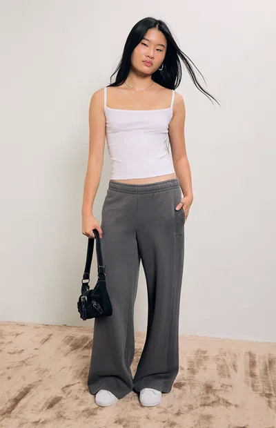 Pacsun Women's Shadow Stripe Ultra Soft Fleece Baggy Sweatpants In Gray