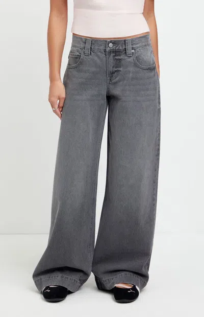 Pacsun Women's Sloane Low Rise Ultra Baggy Jeans Back Tab Gray