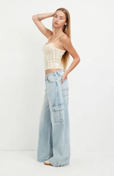 Pacsun Women's Sloane Low Rise Ultra Baggy Jeans Cargo Light Blue In Light Indigo In Purple