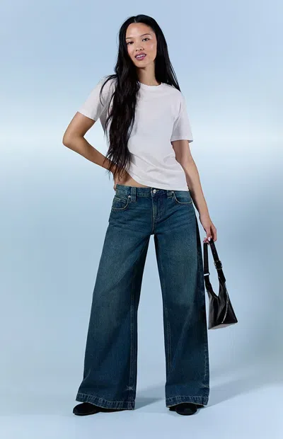 Pacsun Women's Sloane Low Rise Ultra Baggy Jeans Dark Blue In Dark Indigo