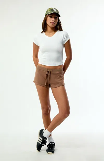 Pacsun Women's Soft Terry Mini Sweat Shorts In Brown