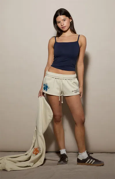 Pacsun Women's Stay A While Sweat Shorts In Cream In Black