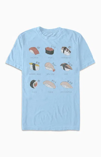 Pacsun Women's Sushi Diagram T-shirt In Light Blue