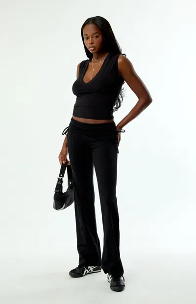 Pacsun Women's Sutton Fold-over Flare Pants In Black